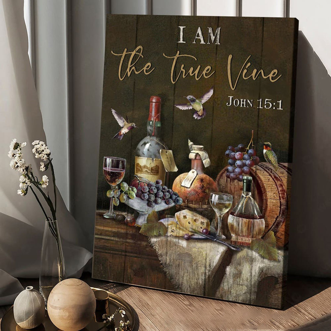 I Am The True Vine, Hummingbird Poster, Poster Decor Poster and Canvas