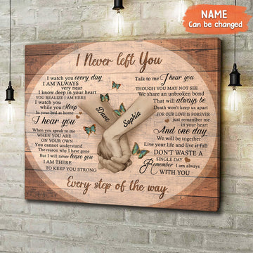 Custom I Never Left You I Watch You Evey Day I Am Always Very Near I Know Deep In Your Heart Every Step Of The Way Customized Personalized NAME Poster and Canvas