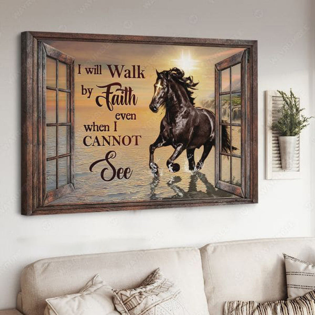 I Will Walk By Faith Even I Cannot See Horse Riding, Window Decor Poster and Canvas