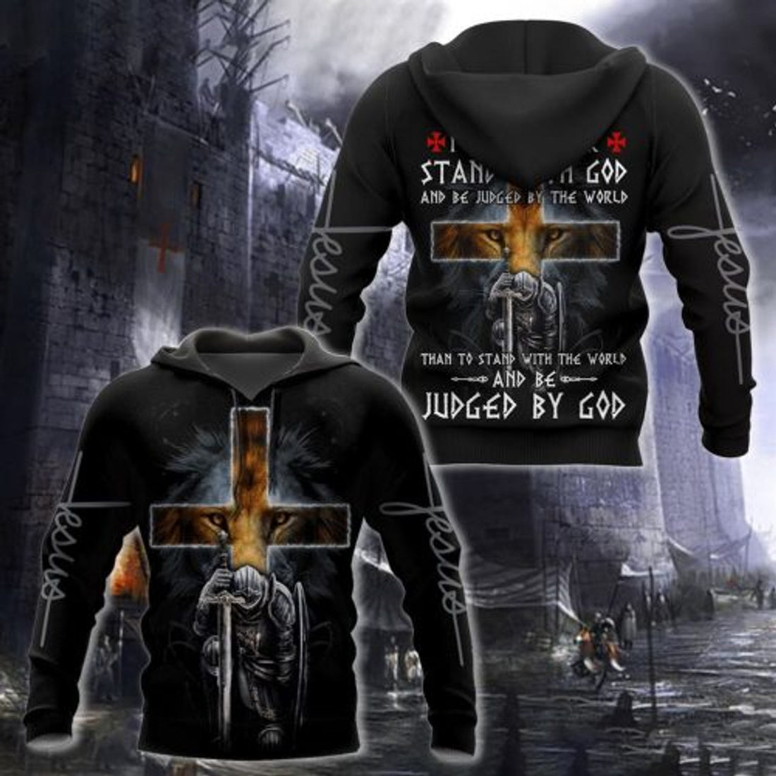 FUNSTUFFPRINT Christian 3D Hoodie I Would Rather Stand With God And Be Judged By The World 3D Hoodie and Zip Hoodie