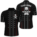 Custom Skull Star Bowling Quarter Zip Shirts For Men, Bowling Pin Custom Team's Name Bowler Jerseys