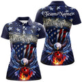 Customized Eagle Bowling Shirt Patriotic Polo Bowling Jersey For Women US Bowling | Blue