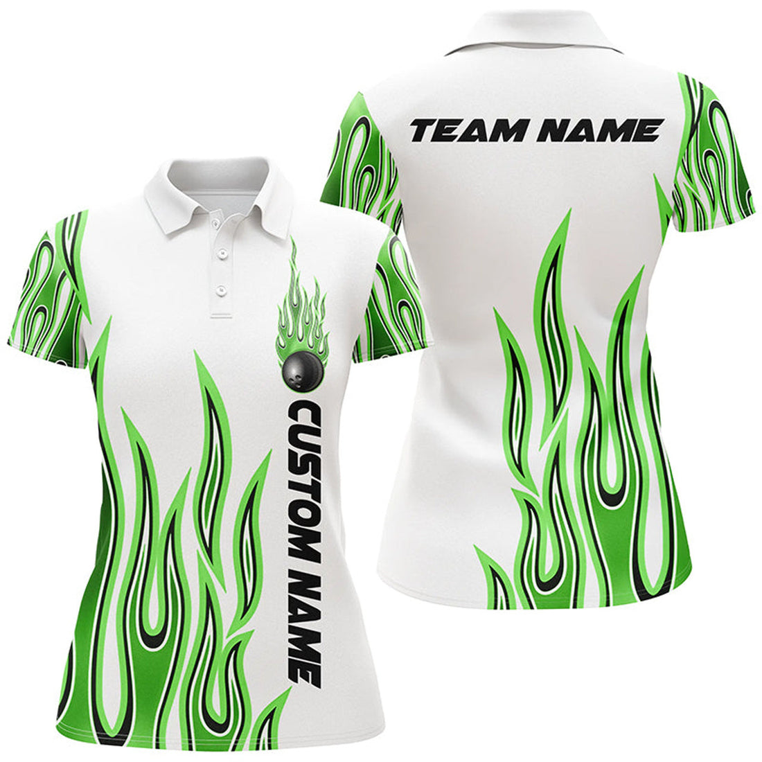 Custom Personalized Flame Bowling Shirts For Women, Bowling Ball Custom Bowling Team Shirt