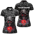 Custom Bowlers Outfits Skull Red Bowling Polo Shirts Women Bowling League Team Jerseys