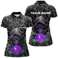 Custom Bowlers Outfits Skull Purple Bowling Polo Shirts Women Bowling League Team Jerseys