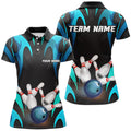 Custom Black And Blue Customize Bowling Shirts For Women Team Jerseys Gifts For Bowlers