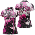 Custom Pink Camo Bowling Team Shirts Women Polo Personalized Bowling League Jerseys Strike Bowling