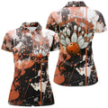 Custom Orange Camo Bowling Team Shirts Women Polo Custom Bowling League Jerseys Strike Bowling