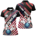 Custom American Flag Strike Bowling Team Shirts For Women, Patriotic Bowling Team Jerseys