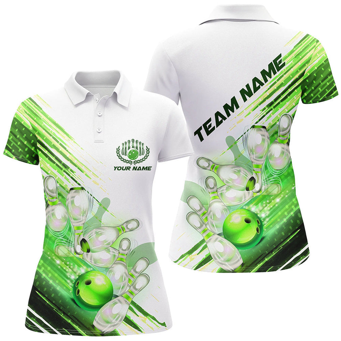 Custom Green Custom Bowling Shirts For Women Bowling Polo Shirts Personalized Team Bowling Jerseys