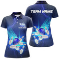 Custom Blue Thunder Lightning Polo Bowling Shirts Strike Women Bowling Team Jerseys
