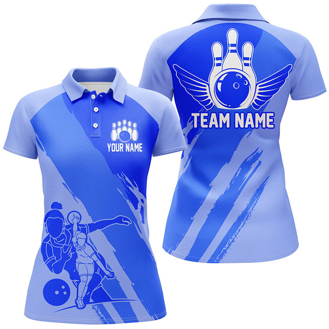 Custom Bowling Shirts For Women, Bowling Queen Team Jerseys, Bowling Girls Shirt | Blue