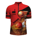 Custom Red Flame Bowling Jersey Shirts For Men, Bowling Team Flaming Bowling Ball, Gift for Bowler