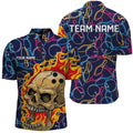 Custom Bowling Neon Pattern Shirts For Men And Women, Skull Bowling Team Shirts Bowling Pin,