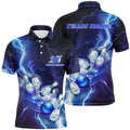 Custom Blue Lightning Thunder Custom Bowling Team Jersey,Team Bowling Shirts For Men