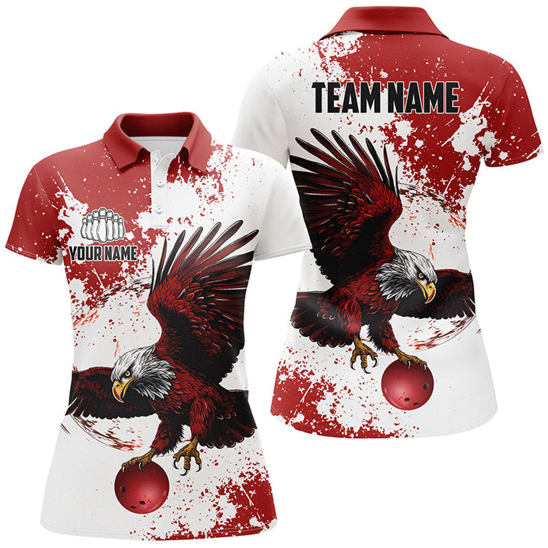 Custom Bowling Shirts Team'S Name Bowlers Shirt For Women, Eagle Bowling Jerseys IPHW5818