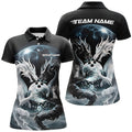 Custom Black And White Dragon Custom Bowling Shirts For Women, Dragon Bowling League Shirt Outfits IPHW7064