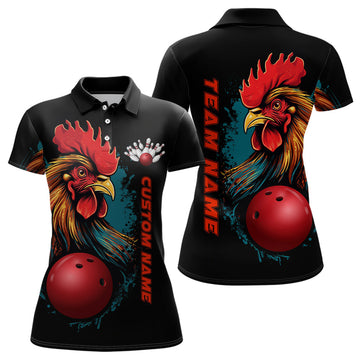Custom Chicken Bowling Shirts For Women Bowling Polo Shirts Team Bowling League Jersey