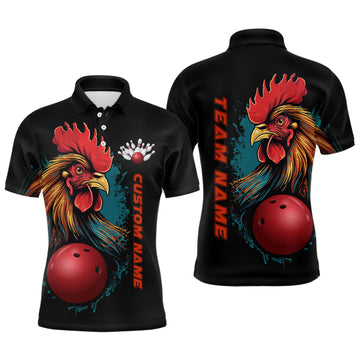 Custom Chicken Bowling Shirts For Men Bowling Polo Shirts Team Bowling League Jersey