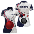 Custom Women Bowling Polo Shirts Bowling Ball And Pins Team League Bowling Jerseys Outfit
