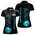 Custom Women Bowling Polo Shirts Blue Dragon Bowling Team Jerseys Bowling League Shirts