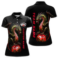 Custom Personalized Red Dragon Bowling Team Jerseys Women Polo Shirts Bowling League Shirts