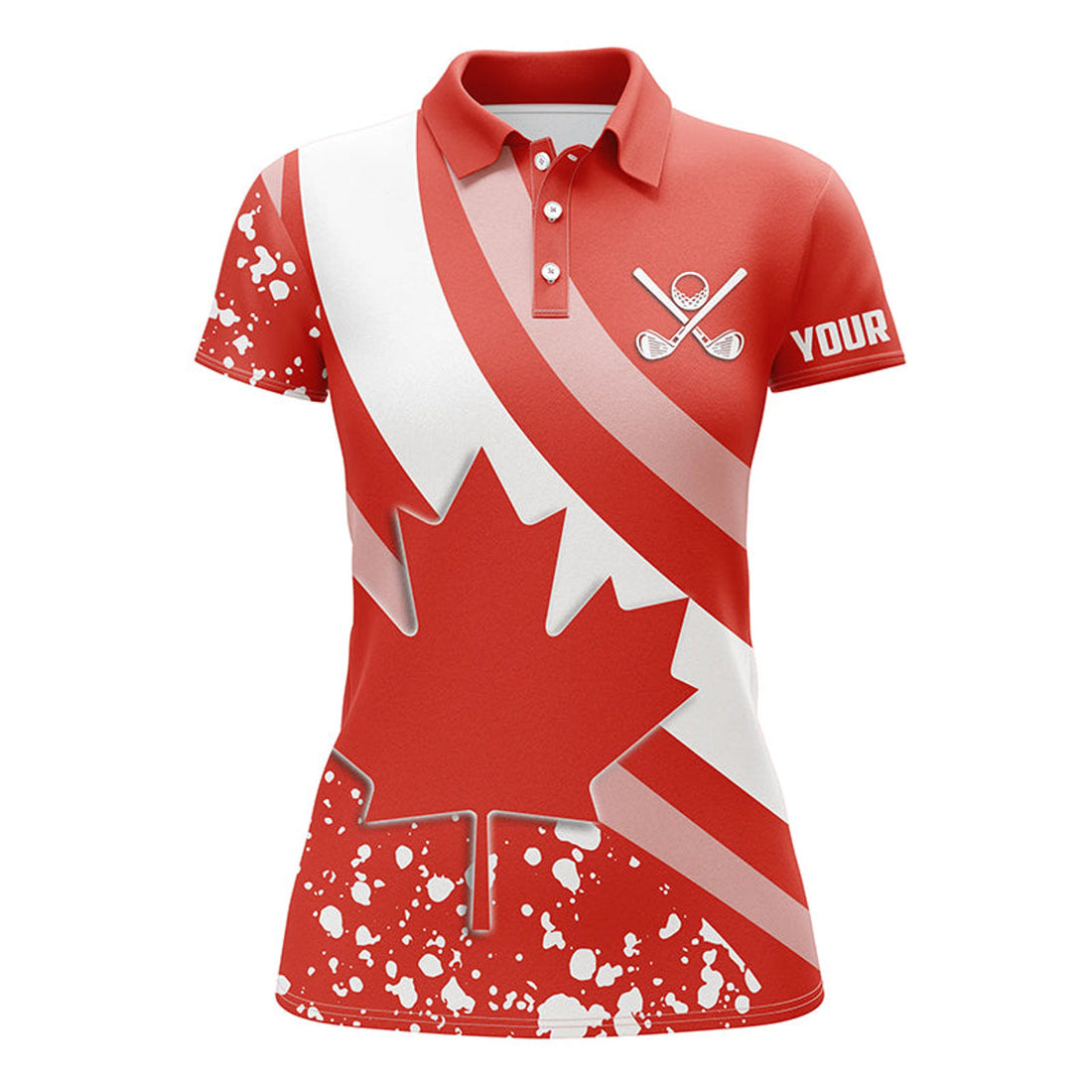 Custom Womens Golf Polo Shirts Red Canada Flag Maple Leaf Custom Team Golf Shirts, Canadian Patriot Golf Tops