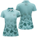 Custom Green Tropical Womens Golf Polo Shirts Custom Ladies Golf Shirts