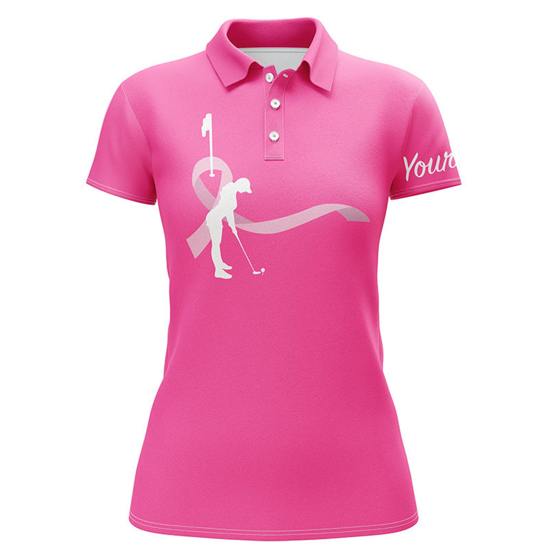 Custom Breast Cancer Awareness Golf Shirts Custom Team Women Golf Polo Shirt, Pink Ribbon Golf Shirts