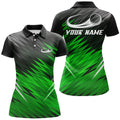 Custom Women Golf Polo Shirts Custom Green And Black Pattern Shirt For Ladies, Personalized Golf Gifts