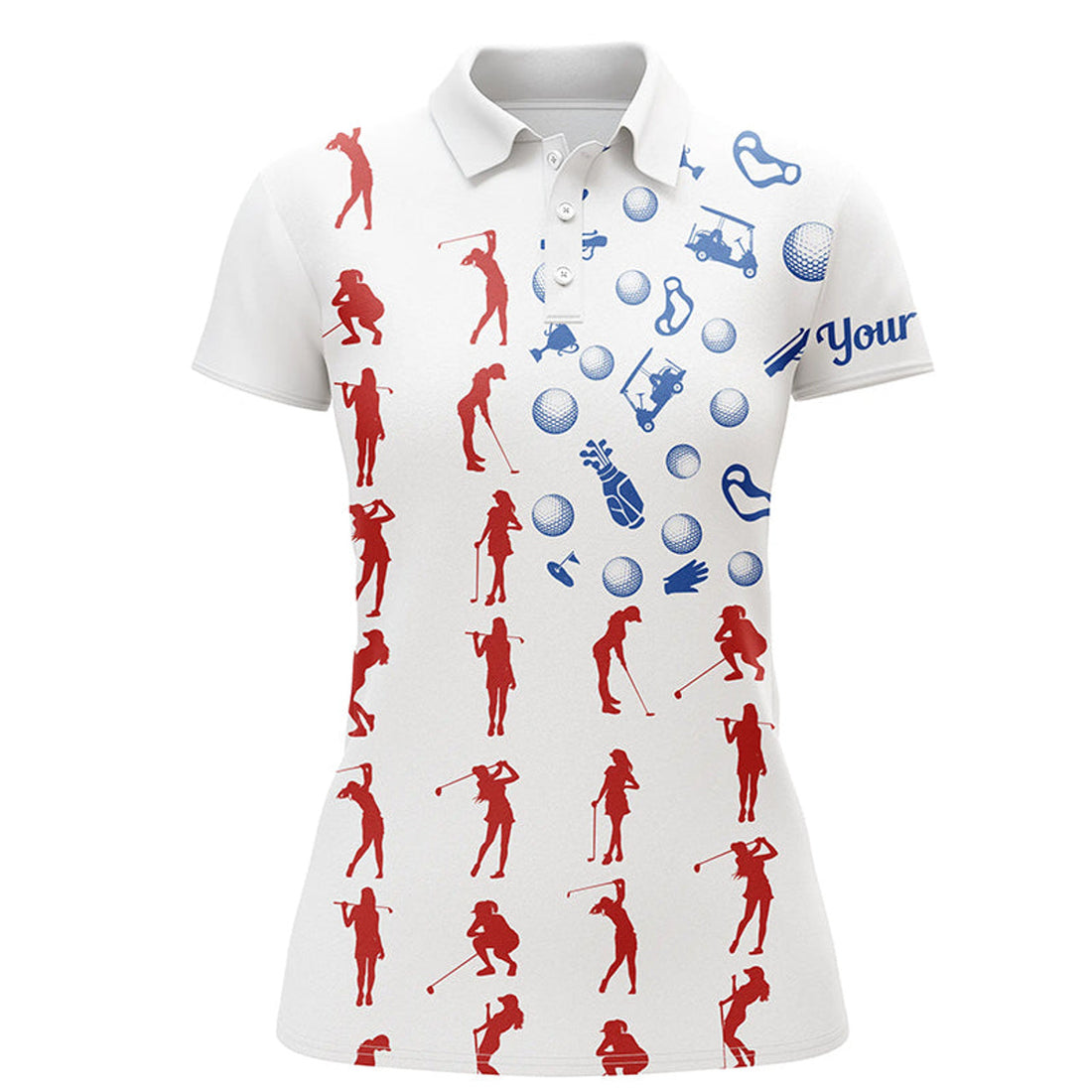 Custom American Flag Golf Icons Women Golf Polo Shirts Custom Patriotic White Ladies Golf Tops