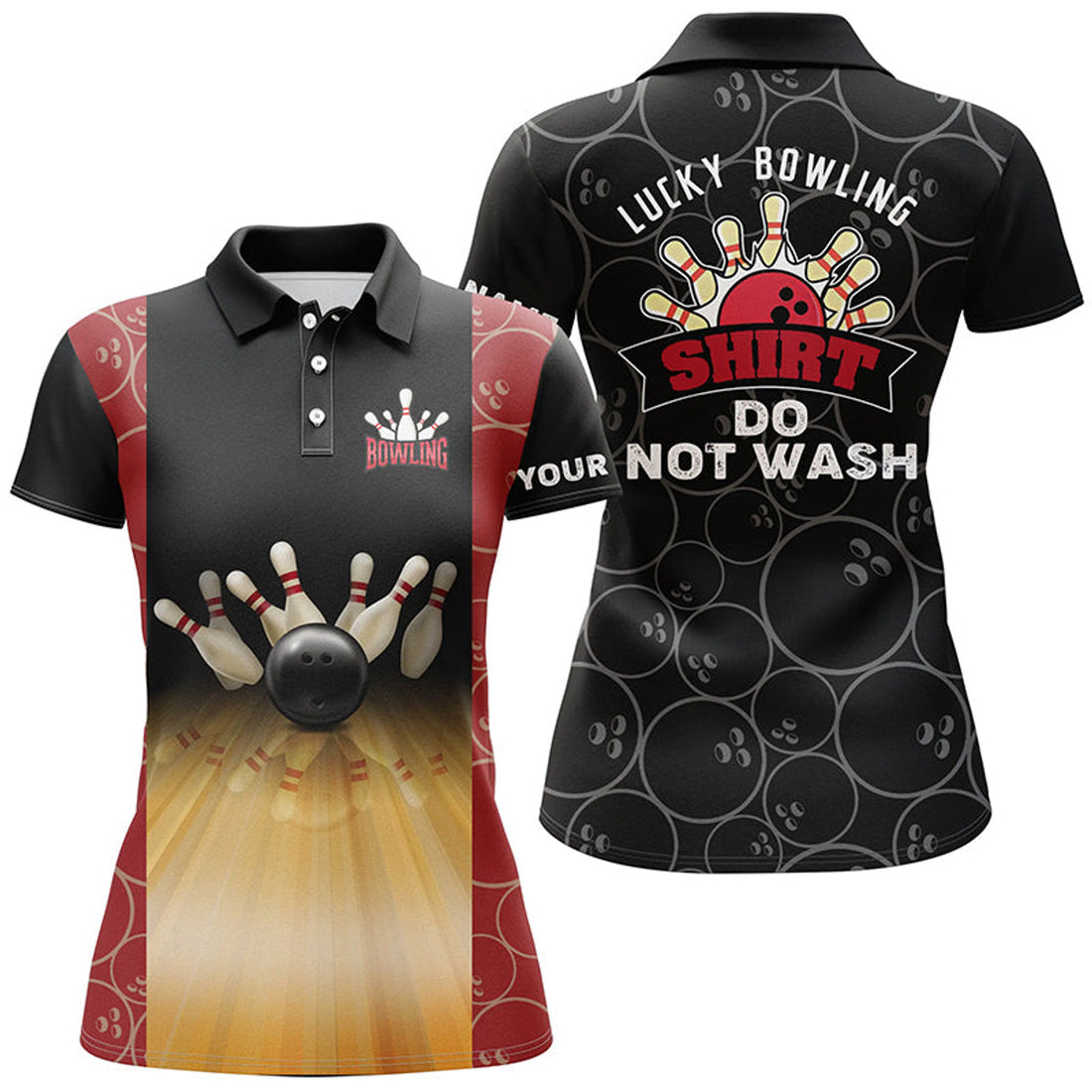Custom Personalized Funny Vintage Bowling Polo Shirts For Women Custom Name Lucky Bowling Shirt Do Not Wash