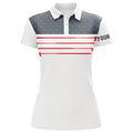 Custom Women Golf Polo Shirt Custom American Flag White Golf Shirt, Patriotic Polo Shirts