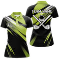 Custom Green And Black Womens Golf Polo Shirts Custom Golf Ball Clubs Golf Attire For Women, Golfing Gifts