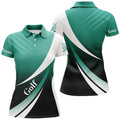 Custom Womens Golf Polo Shirts Custom Name Green And White Golf Shirt, Tournament Golf Tops For Ladies
