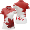 Custom Canadian Flag Womens Golf Polo Shirt Custom Maple Leaves Patriotic Canada Golf Shirt For Ladies