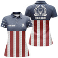 Custom Womens Golf Polo Shirts Golf Clubs American Flag Custom Patriotic Ladies Golf Shirt, Golf Gifts | Navy