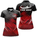 Custom Women Golf Polo Shirts Custom Red And Black Pattern Shirt For Ladies, Personalized Golf Gifts