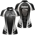 Custom Womens Disc Golf Polo Shirt Custom Name, Number Black White Disc Golf Jersey, Womens Disc Golf Apparel
