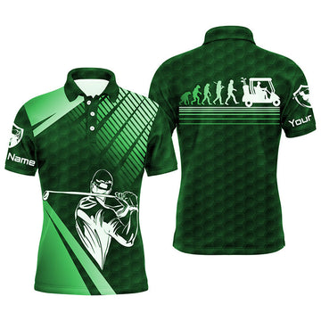 Custom Men golf polo shirts custom name green golf evolution men golf top, funny golf polo shirts for mens