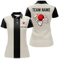 Custom Personalized Beige and Black Retro Bowling Polo shirt For women custom vintage bowling team jerseys