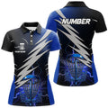 Custom Womens Disc Golf Polo Shirts Custom Blue Lightning Thunder Disc Golf Basket Frisbee Golf Attire
