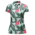 Custom Women Golf Polo Shirt With Pink Flamingos Tropical Palm Leaves Custom Team Golf Polo Shirts