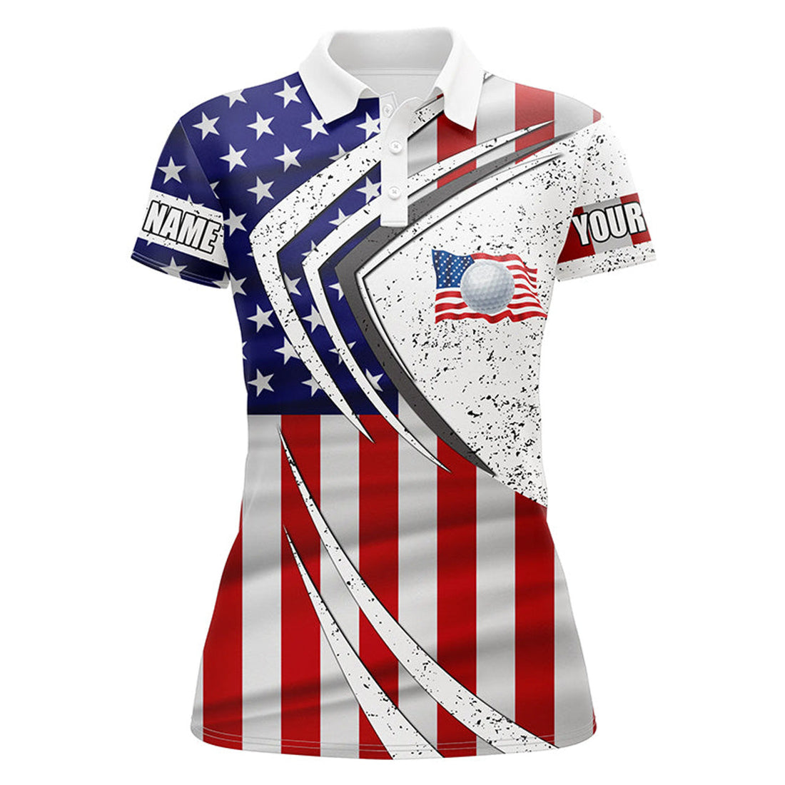 Custom Women Golf Polo Shirt American Flag Custom Team Golf Shirts, Patriot Golf Tops For Women