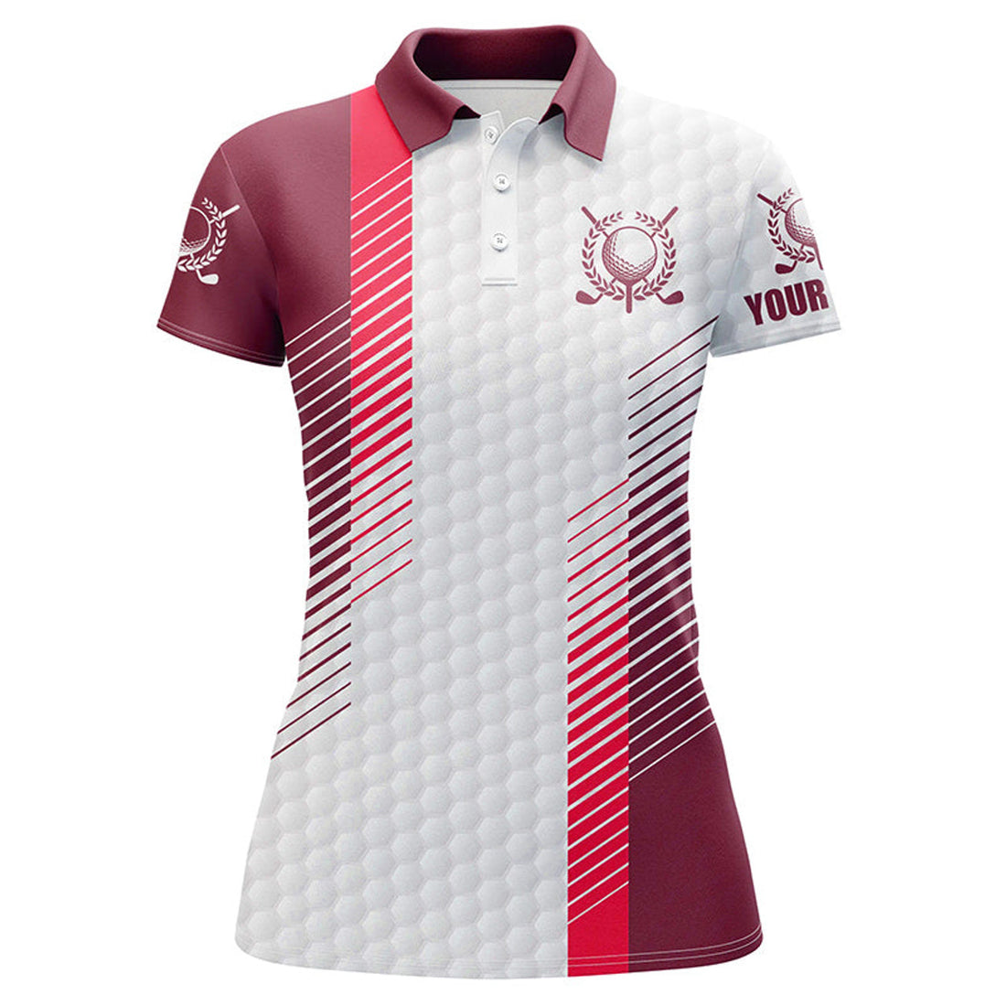 Custom Red And White Golf Shirt Custom Name Womens Golf Polo Shirts, Red Golf Tops For Women, Golfer Gift