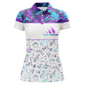 Custom Women Golf Polo Shirt Funny Golf Icons Custom Name White Golf Shirt, Gift For Golf Lovers