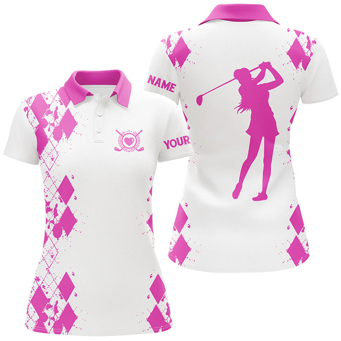 Custom Womens Golf Polos Shirts Custom Name White Golf Shirt, Golfing Gifts