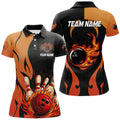 Custom Green And Blue Camo Bowling Polo For Women, Custom Name Bowling Team Jerseys