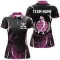 Custom Black And Pink Smoke Pattern Women Golf Polo Shirt Custom Ladies Golf Clothes, Personalized Golf Gifts