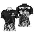Personalized Men Polo Bowling Shirt White Flame Bowling Ball And Pins Bowling Jerseys For Men Bowler